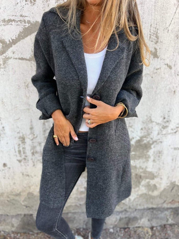 TESS | LAPEL COLLAR BUTTON-FRONT COAT